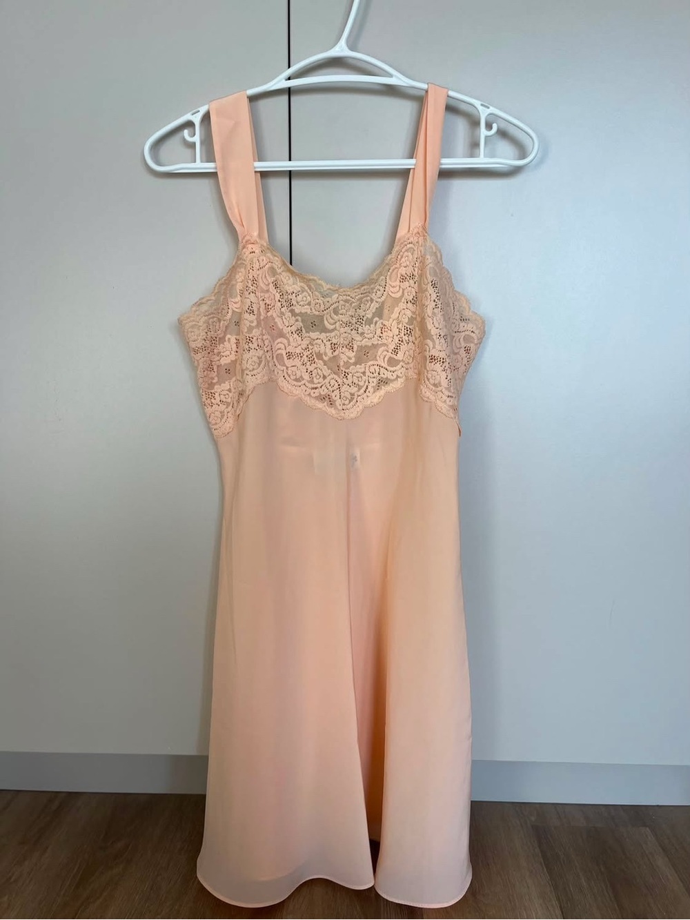 Delicate Lace-Trim Slip Dress in Peach - Women Intimates & Sleepwear
